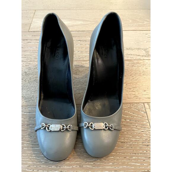 Gucci Vintage Nameplate Heels Womens Size 37.5 - Picture 2 of 10
